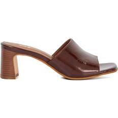 Brown Heeled Sandals Dune London Jule Leather Heeled Mules - Brown Patent