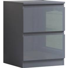 Grey Bedside Tables Fwstyle Gloss Grey 2 Drawer Scratch Resistant One Size Bedside Table