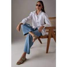 Patent Leather Slides Faith Womens Rosa Faux Patent Leather Eyelet And Buckle Detail Flat Sliders - Sage