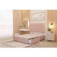 Somnior Alexas 2 Draw Divan Base with Headboard Plush Velvet - Pink - Single Continental Bed