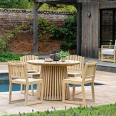 Natural Outdoor Dining Tables Cedar & Sage Cento 4 Seater Round Outdoor Dining Table Natural