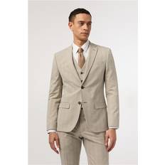 Antique Rogue Putty Check Slim Fit Jacket - Beige