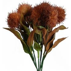 Yellow Artificial Plants Leaf Pack of 6 x 70 cm Globe Thistle Ball Flower Stem 70cm H x 15cm W x 15cm D Artificial Plant