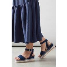 Good For The Sole Wide Fit Katherine Faux Suede Embellished Medium Wedge Sandals - Navy