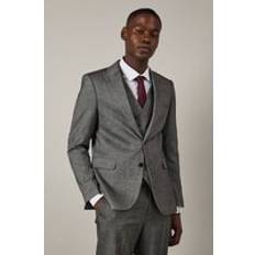 Grey Suits Burton Grey Tweed Look Herringbone Slim Fit Suit Jacket - 40R
