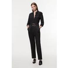 Karen Millen Trousers Karen Millen Cotton Sateen Belt Detail Woven Trouser - Black