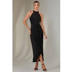 Jolie Moi Halter Neck Frill Jersey Maxi Dress - Black