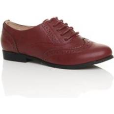 Flat Heel Lace Up Oxfords Brogues - Burgundy