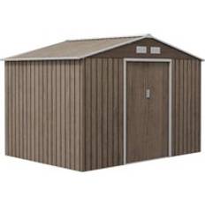 OutSunny 9 x 6FT Galvanised Garden Storage Shed with Sliding Door Light Grey (Building Area )