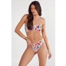 White - Women Bikini Sets Nasty Gal Floral Ruffle Picot 3pc Bikini Set - White