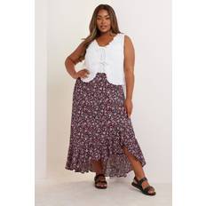 Pink Skirts Yours Ditsy Floral Ruffle Hem Maxi Skirt - Pink