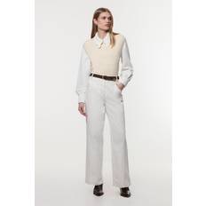 Karen Millen Jeans Karen Millen Denim Contrast Stitch Detail Straight Leg Jean - Ivory