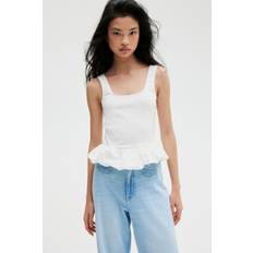 H&M White Tank Tops H&M Bubble Hem Vest Top - White