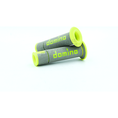 Domino A450 Road Racing Open Ended Motorcycle Grips - Grey/Fluro Yellow