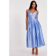 Quiz Light Blue Taffeta Midaxi Dress - Light Blue