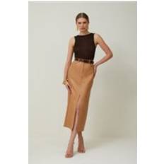 Karen Millen Skirts Karen Millen Faux Leather Pencil Midi Skirt - Camel