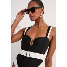 Karen Millen Contrast Trim High Cut Swimsuit - Mono