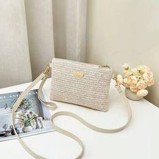 Shein Women's Fashion Mini Straw Woven Shoulder Crossbody Bag - Square