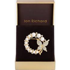 Gold Brooches Jon Richard Gold Plated Pearl And Butterfly Wreath Brooch - Gold