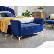Blue Storage Benches Hykkon Thierry 121cm Velvet Rectangle Ottoman Royal Blue Storage Bench