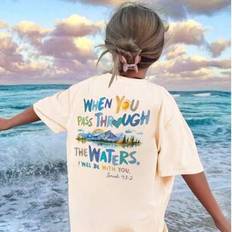 116/122 T-shirts Shein Avslappnade Aprikosfärgade Kortärmade T-shirt - Sommartopp