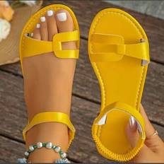Red Sandals Shein Fashionable Elegant Elastic Back Flat Sandals - Red/White/Black/Beige/Gold/Brown