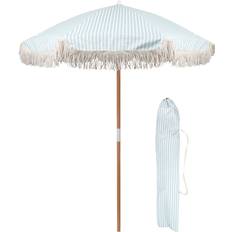 Harbour Housewares Wooden Garden Parasol with Tassel Fringe 1.4M 220cm H x 140cm W x 56cm D