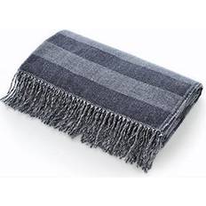 Textiles The Lyndon Company Elgin Throw White Navy Blankets