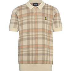 Lyle & Scott Beige Pikétröjor Lyle & Scott Tartan Knitted Polo Tröjor