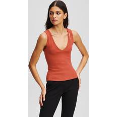 Karl Lagerfeld Linnen Karl Lagerfeld Ribbed V-neck Tank Top - Woman - Cinnabar