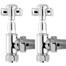 Water Radiators Hudson Reed Chrome Angled Victorian Cross Head Radiator Valves Pack HT