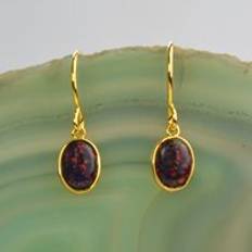 Jewellery Fire Opal Silver October Birthstone Drop Earrings - Gold