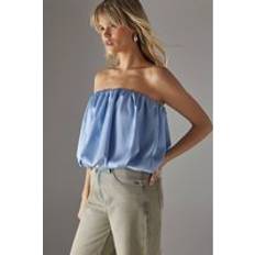 Blue Shapewear & Under Garments Warehouse Womens Satin Bubble Bandeau Bodysuit - Pale Blue