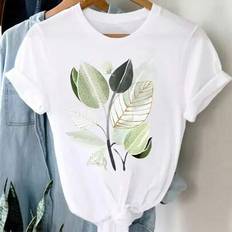 Shein Damen Lässig Kurzarm Rundhals T-Shirt