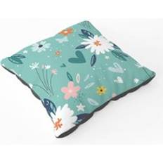 Garden Summer Flowers Floor Cushion - - Large Chair Cushions Blue