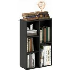 Black Book Shelves Homcom 2-Tier Bookshelf with 5 Open Storage Compartments Black Book Shelf