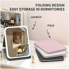 Shein LED Makeup Mirror Portable Vertical Folding Vanity Mirror - 3 Color Lighting