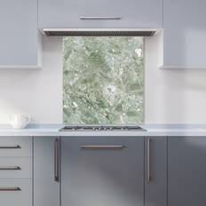 Green Splash Guards Warren Reed Polished Sage Green Quartz Effect Glass 65 x 60 cm Splash Guard