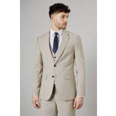 Burton Clothing Burton Neutral Textured Slim Fit Suit Jacket - 38R