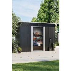 Garden Sanctuary 8.5W x 6.4D FT Lockable Metal Storage Shed with Sliding Doors Black - One Size (Building Area )