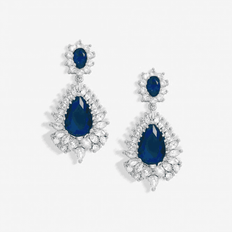 Sapphire Earrings Jon Richard Cubic Zirconia And Sapphire Statement Earrings - Silver