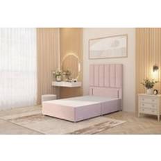 Somnior Austin Divan Base 54 Floor Standing Headboard Plush Velvet - Pink - King Continental Bed