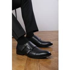 Black Monks Where's That From Nick Formal Twin Buckle Monk Shoes - Black