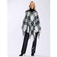 White Capes & Ponchos South Beach Check Boucle Poncho - White