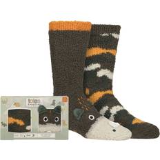 SockShop Boys And Girls 2 Pair Totes Super Soft Slipper Socks - Dinosaur