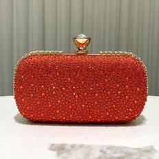Orange Clutches Shein Glamorous Rhinestone Clutch Bag - Orange