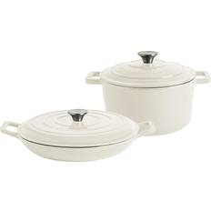 White Cookware Sets Argon Tableware 4.5L Cast Iron Round Dutch Oven Cookware Set