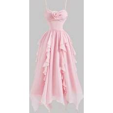 XS Dresses Children's Clothing Shein Baby Pink Dreamy Romantic Dress With Tiered Ruffle Hem - Pink