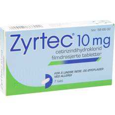 Håndkøbsmedicin Zyrtec 10mg 7 stk Tablet