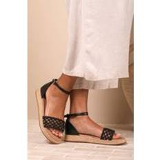 Espadrilles Where's That From Aviva Braided Strap Espadrille Flatform - Black